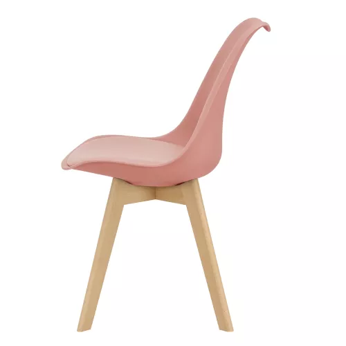 In And OutdoorMatch In And OutdoorMatch Eetkamerstoel Oren - Set van 4 - Imitatieleer en Beuken - Roze - Gestoffeerde Zitting - Modern Design (67452)