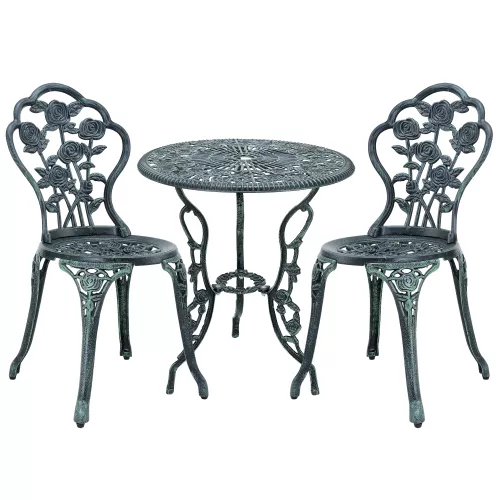 In And OutdoorMatch In And OutdoorMatch Bistroset Stanton - Balkonset - Gietijzeren Tuintafel en 2 Tuinstoelen - Groen - Stijlvol Design (67499)