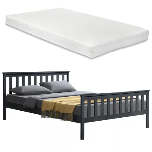 In And OutdoorMatch In And OutdoorMatch Houten Bed Destinee - Grenen - Met Matras - 180x200 cm - Donkergrijs - Klassiek Design (68069)