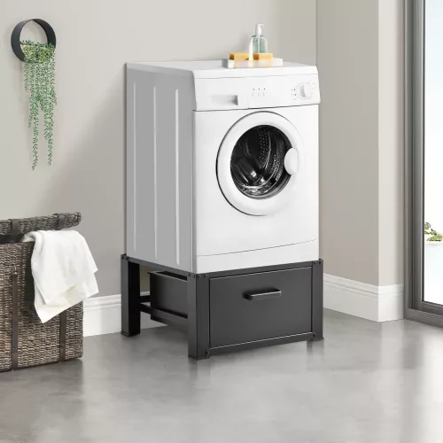 In And OutdoorMatch In And OutdoorMatch Wasmachine Plint Booster Daniel - Met Lade - 63x54x31 - Tot 150 kg - Zwart - Staal (68077)