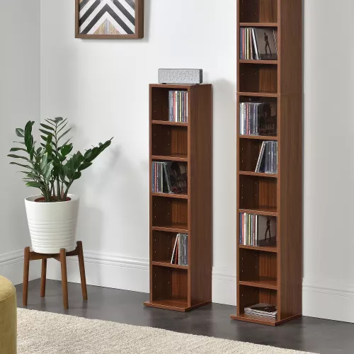 In And OutdoorMatch In And OutdoorMatch CD/DVD Kast Compartiment Roman - Kast - Met 6 Planken - 90x20x20 cm - Walnoot - Spaanplaat - Modern Design (68254)