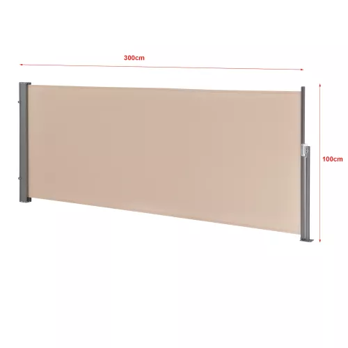 In And OutdoorMatch In And OutdoorMatch Windscherm Uitschuifbaar Florida - Zijluifel - 100x300 cm - Zandkleurig - Luxe Look (68297)