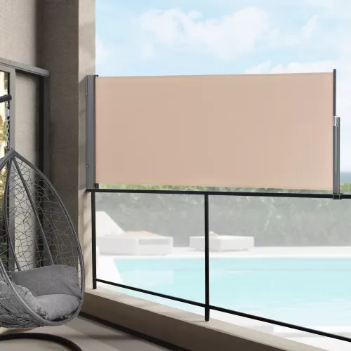 In And OutdoorMatch In And OutdoorMatch Windscherm Uitschuifbaar Florida - Zijluifel - 100x300 cm - Zandkleurig - Luxe Look (68297)