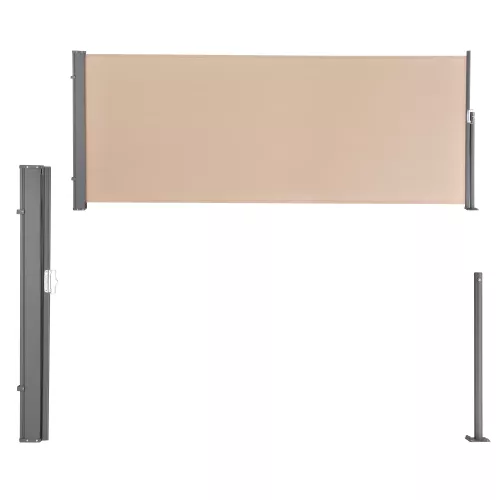 In And OutdoorMatch In And OutdoorMatch Windscherm Uitschuifbaar Florida - Zijluifel - 100x300 cm - Zandkleurig - Luxe Look (68297)