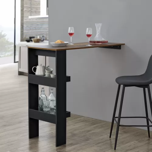 In And OutdoorMatch In And OutdoorMatch Bartafel Isac - Wandmontage - 120x45x106cm - Zwart en Eikenkleurig - Modern Design (68540)