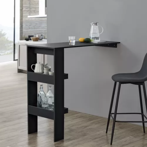 In And OutdoorMatch In And OutdoorMatch Bartafel Troy - Voor wandmontage - 120x45x106 cm - Zwart - Ruimtebesparend ontwerp (68549)
