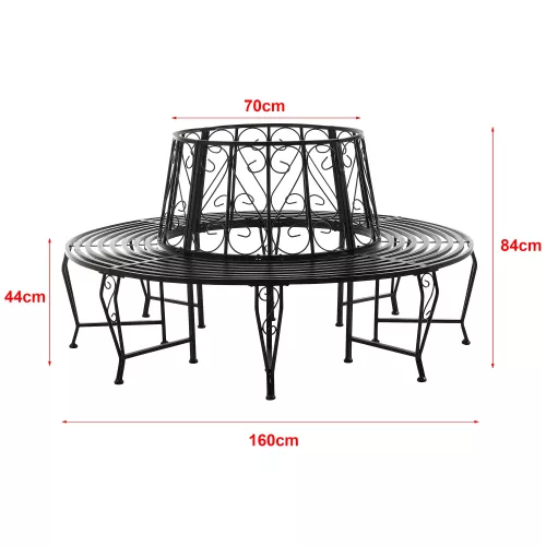 In And OutdoorMatch In And OutdoorMatch Metalen Boombank Penelope - Ø160x84 cm - Rond - Zwart - Staal - Weerbestendig (68659)