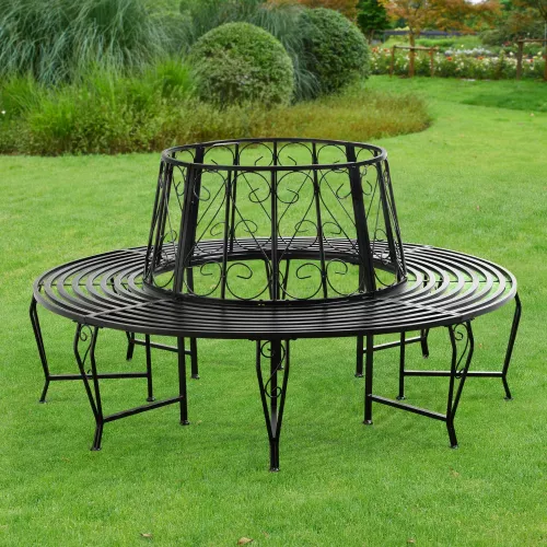 In And OutdoorMatch In And OutdoorMatch Metalen Boombank Penelope - Ø160x84 cm - Rond - Zwart - Staal - Weerbestendig (68659)