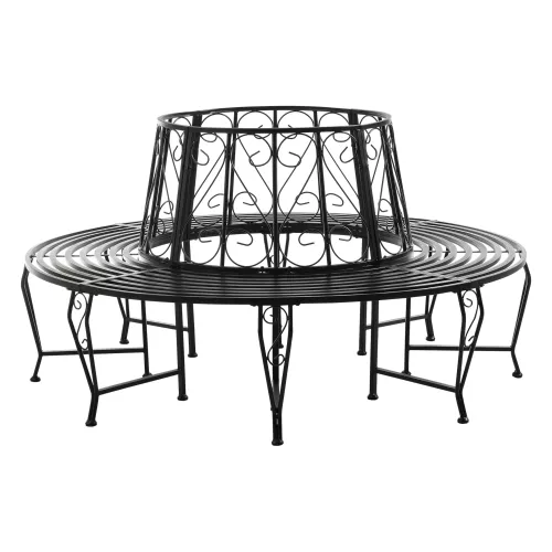 In And OutdoorMatch In And OutdoorMatch Metalen Boombank Penelope - Ø160x84 cm - Rond - Zwart - Staal - Weerbestendig (68659)