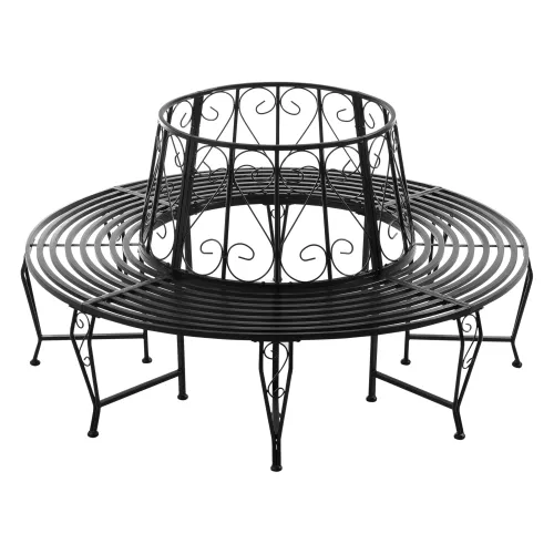 In And OutdoorMatch In And OutdoorMatch Metalen Boombank Penelope - Ø160x84 cm - Rond - Zwart - Staal - Weerbestendig (68659)