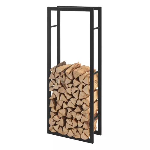 In And OutdoorMatch In And OutdoorMatch Stalen Brandhout Rek Cristal - Houtopslag - 50x150x25 cm - Zwart (68702)