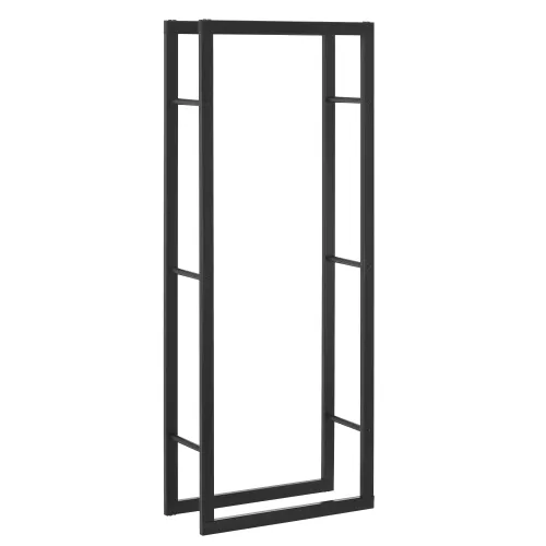 In And OutdoorMatch In And OutdoorMatch Stalen Brandhout Rek Cristal - Houtopslag - 50x150x25 cm - Zwart (68702)
