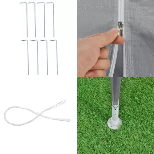 In And OutdoorMatch In And OutdoorMatch Pavilion Partytent Lazio - Waterdicht - 8 zijwanden - 9x3x2,55m - Grijs - Polyethyleen en Staal - UV-bestendig en waterdicht (68719)