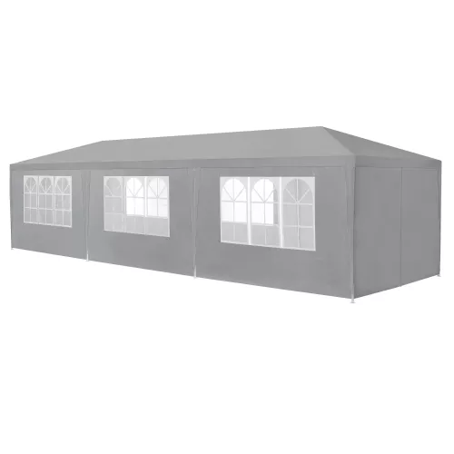 In And OutdoorMatch In And OutdoorMatch Pavilion Partytent Lazio - Waterdicht - 8 zijwanden - 9x3x2,55m - Grijs - Polyethyleen en Staal - UV-bestendig en waterdicht (68719)
