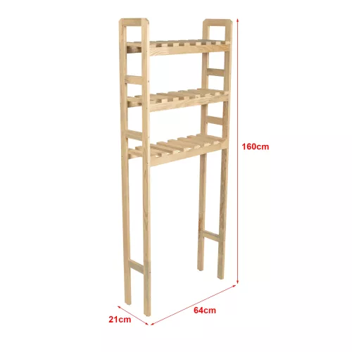 In And OutdoorMatch In And OutdoorMatch Staand Rek Solomon - Badkamer Rek - 160x64x21cm - Houtkleurig - Kolomkast - 3 Planken (70144)