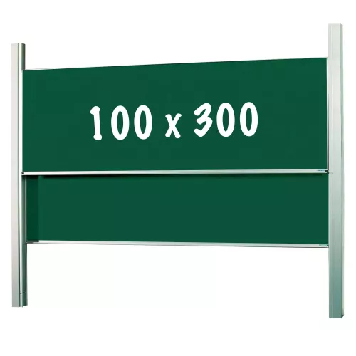 In And OutdoorMatch Krijtbord Deluxe Cross - In hoogte verstelbaar - Dubbelzijdig bord - Schoolbord - Eenvoudige montage - Emaille staal - Groen - 100x300cm ()