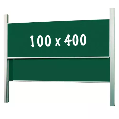 In And OutdoorMatch Krijtbord Deluxe Clair - In hoogte verstelbaar - Dubbelzijdig bord - Schoolbord - Eenvoudige montage - Emaille staal - Groen - 100x400cm (70369)