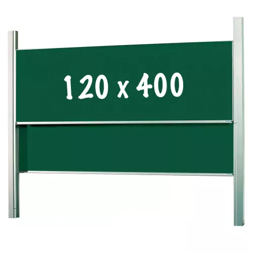 In And OutdoorMatch Krijtbord Deluxe Harmon - In hoogte verstelbaar - Dubbelzijdig bord - Schoolbord - Eenvoudige montage - Emaille staal - Groen - 120x400cm (70371)