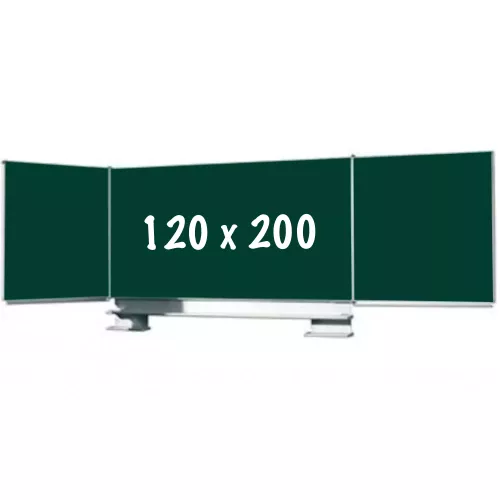 In And OutdoorMatch Krijtbord PRO Beltran - Schuifmechanisme - Vijfzijdig bord - Schoolbord - Eenvoudige montage - Emaille staal - Groen - 120x200cm (70394)