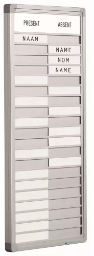 In And OutdoorMatch Aanwezigheidsbord 30 personen Payne - RVS - Afwezigheidsbord - Schuivers - Presentatiebord - 74x24cm (70528)