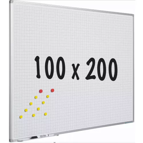 In And OutdoorMatch Whiteboard Deluxe Cordell - Diamanten - Emaille staal - Weekplanner - Maandplanner - Jaarplanner - Magnetisch - Wit - 100x200cm (70534)