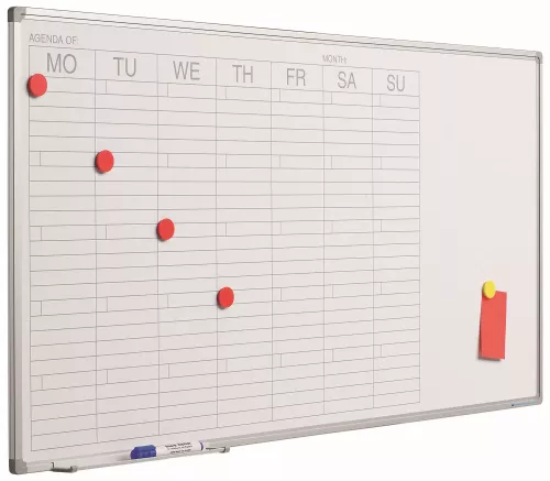 In And OutdoorMatch Whiteboard Deluxe Maude - Emaille staal - Weekplanner - Maandplanner - Jaarplanner - Magnetisch - Wit - Engels - 60x120cm (70535)