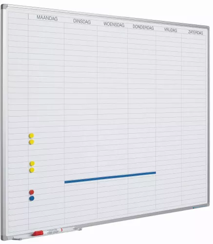 In And OutdoorMatch Whiteboard Deluxe Vincent - Emaille staal - Weekplanner - Maandplanner - Jaarplanner - Magnetisch - Wit - Nederlands - 90x120cm (70543)