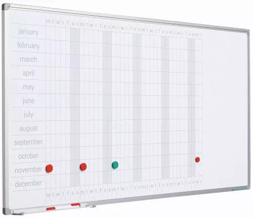 In And OutdoorMatch Whiteboard PRO Kayla - Emaille staal - Weekplanner - Maandplanner - Jaarplanner - Magnetisch - Wit - Nederlands - 90x120cm (70552)