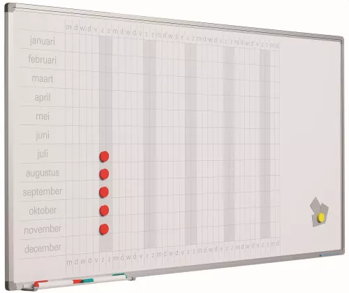 In And OutdoorMatch Whiteboard PRO Dolly - Emaille staal - Weekplanner - Maandplanner - Jaarplanner - Magnetisch - Wit - Nederlands - 90x120cm (70553)