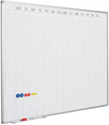 In And OutdoorMatch Whiteboard PRO Sylvester - Emaille staal - Weekplanner - Maandplanner - Jaarplanner - Magnetisch - Wit - Engels - 60x90cm (70554)