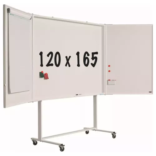 In And OutdoorMatch Mobiel whiteboard PRO Ramirez - Vijfzijdig - Emaille staal - Weekplanner - Maandplanner - Jaarplanner - Magnetisch - Wit - 120x165cm (70585)