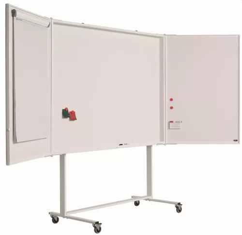 In And OutdoorMatch Mobiel whiteboard PRO Ramirez - Vijfzijdig - Emaille staal - Weekplanner - Maandplanner - Jaarplanner - Magnetisch - Wit - 120x165cm (70585)