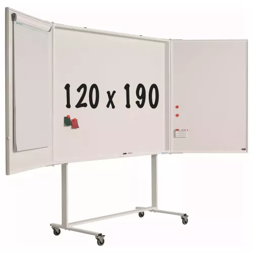 In And OutdoorMatch Mobiel whiteboard PRO Evangeline - Vijfzijdig - Emaille staal - Weekplanner - Maandplanner - Jaarplanner - Magnetisch - Wit - 120x190cm (70586)