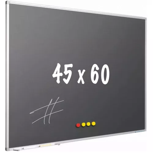 In And OutdoorMatch Krijtbord PRO Dean - Magnetisch - Schoolbord - Eenvoudige montage - Emaille staal - Grijs - 45x60cm (70613)