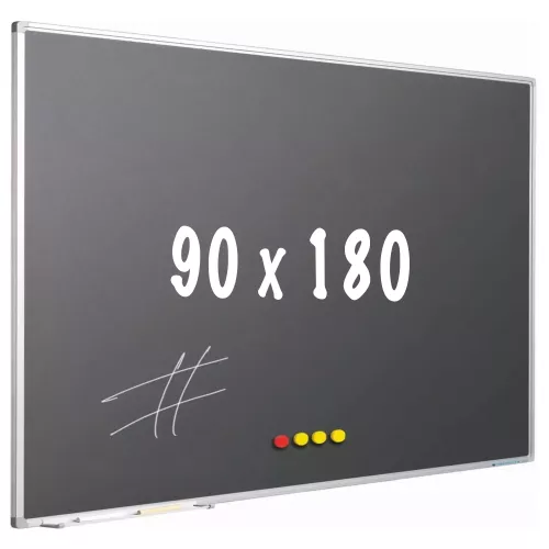 In And OutdoorMatch Krijtbord PRO Kelley - Magnetisch - Schoolbord - Eenvoudige montage - Emaille staal - Grijs - 90x180cm (70616)