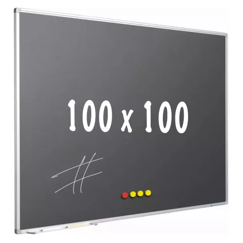 In And OutdoorMatch Krijtbord PRO Hayden - Magnetisch - Schoolbord - Eenvoudige montage - Emaille staal - Grijs - 100x100cm (70617)