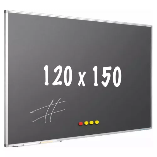 In And OutdoorMatch Krijtbord PRO Hobert - Magnetisch - Schoolbord - Eenvoudige montage - Emaille staal - Grijs - 120x150cm (70621)