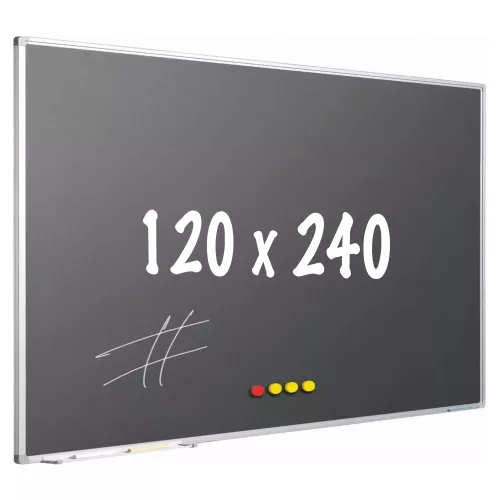 In And OutdoorMatch Krijtbord PRO Lee - Magnetisch - Schoolbord - Eenvoudige montage - Emaille staal - Grijs - 120x240cm (70623)