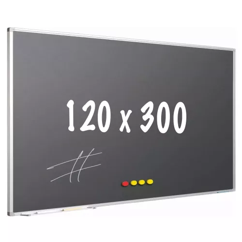 In And OutdoorMatch Krijtbord PRO Courtney - Magnetisch - Schoolbord - Eenvoudige montage - Emaille staal - Grijs - 120x300cm (70625)