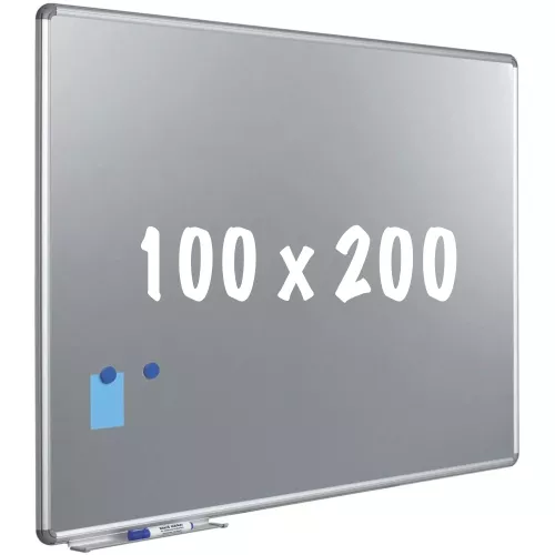 In And OutdoorMatch Silverboard deluxe designprofiel Stanley - Magnetisch - Metallic zilver - 100x200cm (70632)