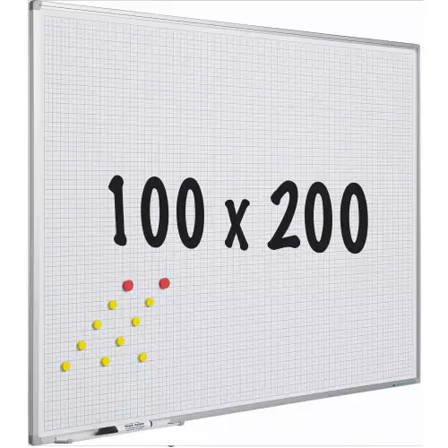 WhiteboardMatch Whiteboard Deluxe - Diamanten - Geëmailleerd staal - Weekplanner - Maandplanner - Jaarplanner - Magnetisch - Wit - 100x200cm (50693)