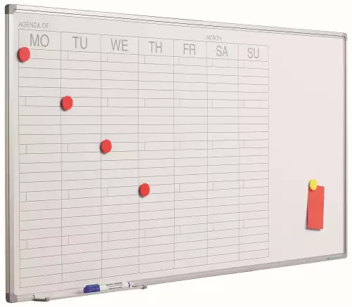 WhiteboardMatch Whiteboard Deluxe - Geëmailleerd staal - Weekplanner - Maandplanner - Jaarplanner - Magnetisch - Wit - Engels - 60x120cm (50694)