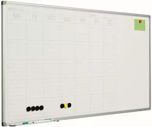 WhiteboardMatch Whiteboard Deluxe - Geëmailleerd staal - Weekplanner - Maandplanner - Jaarplanner - Magnetisch - Wit - Nederlandstalig - 60x120cm (50695)