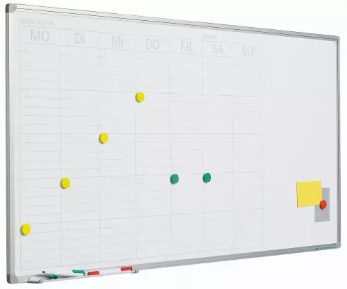 WhiteboardMatch Whiteboard Deluxe - Geëmailleerd staal - Weekplanner - Maandplanner - Jaarplanner - Magnetisch - Wit - Duits - 60x120cm (50696)