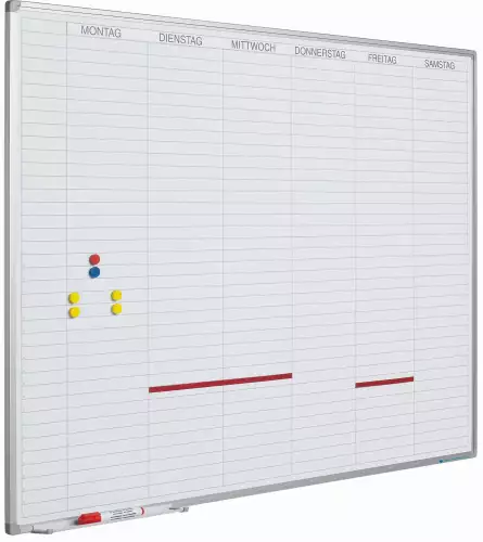 WhiteboardMatch Whiteboard Deluxe - Duits - Geëmailleerd staal - Weekplanner - Maandplanner - Jaarplanner - Magnetisch - Wit - 60x90cm (50697)