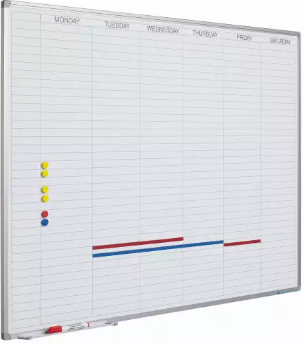 WhiteboardMatch Whiteboard Deluxe - Geëmailleerd staal - Weekplanner - Maandplanner - Jaarplanner - Magnetisch - Wit - Engels - 60x90cm (50698)