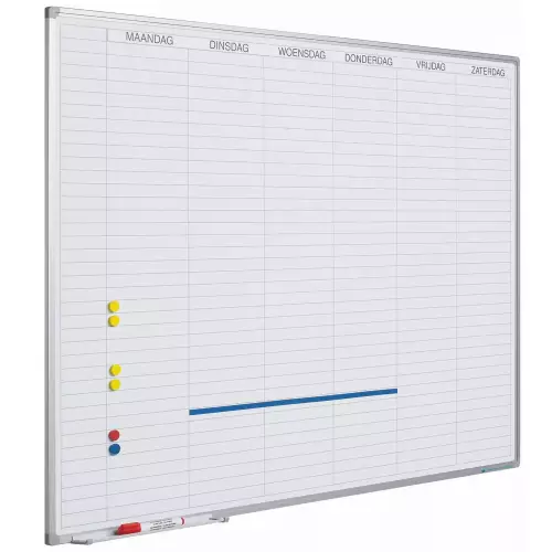 WhiteboardMatch Whiteboard Deluxe - Geëmailleerd staal - Weekplanner - Maandplanner - Jaarplanner - Magnetisch - Wit - Nederlandstalig - 60x90cm (50699)