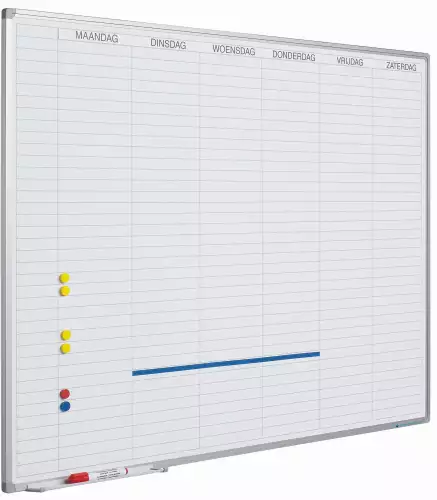 WhiteboardMatch Whiteboard Deluxe - Geëmailleerd staal - Weekplanner - Maandplanner - Jaarplanner - Magnetisch - Wit - Nederlandstalig - 90x120cm (50702)