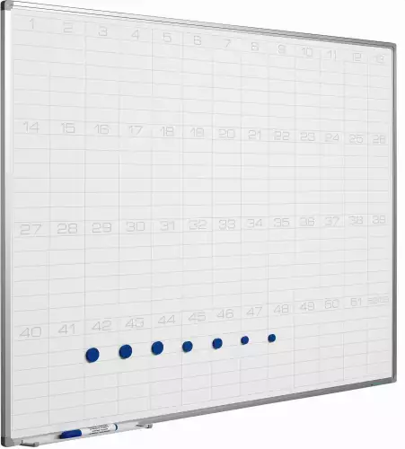 WhiteboardMatch Whiteboard PRO - Geëmailleerd staal - Weekplanner - Maandplanner - Jaarplanner - Magnetisch - Wit - 60x90cm (50709)