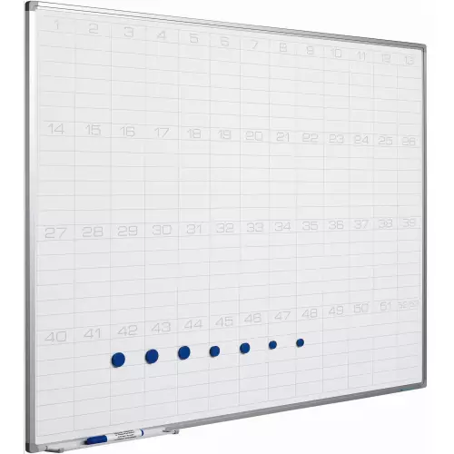 WhiteboardMatch Whiteboard PRO - Geëmailleerd staal - Weekplanner - Maandplanner - Jaarplanner - Magnetisch - Wit - 90x120cm (50710)